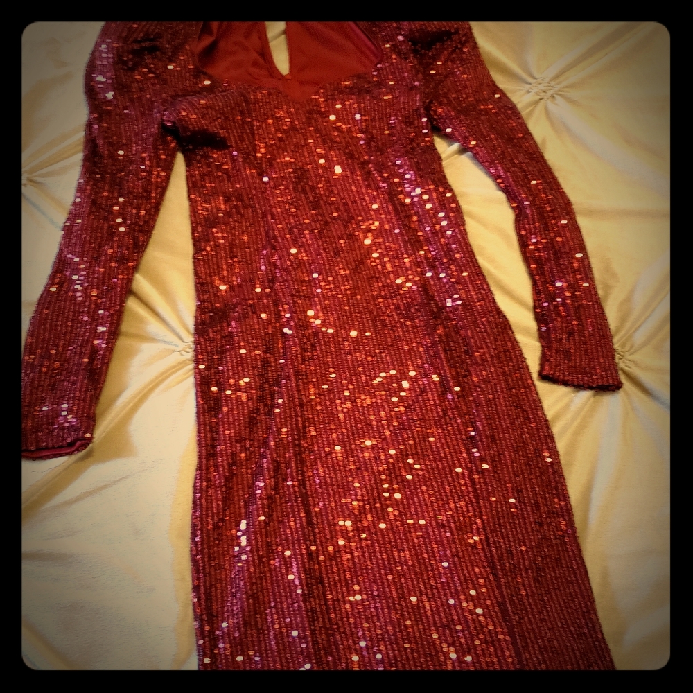 Wine color midi dress